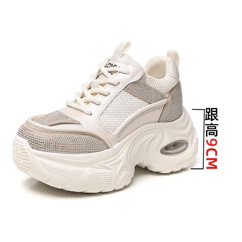 European station platform dad shoes women's 2025 autumn new fashion polished breathable mesh heightening sports and leisure shoes