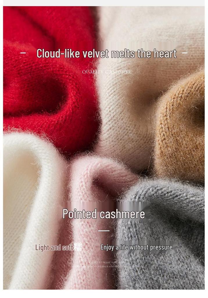 Women's Thickened Warm Cashmere Half-High Collar Sweater - Autumn/Winter 2024 Plain Knit Slim-Fit