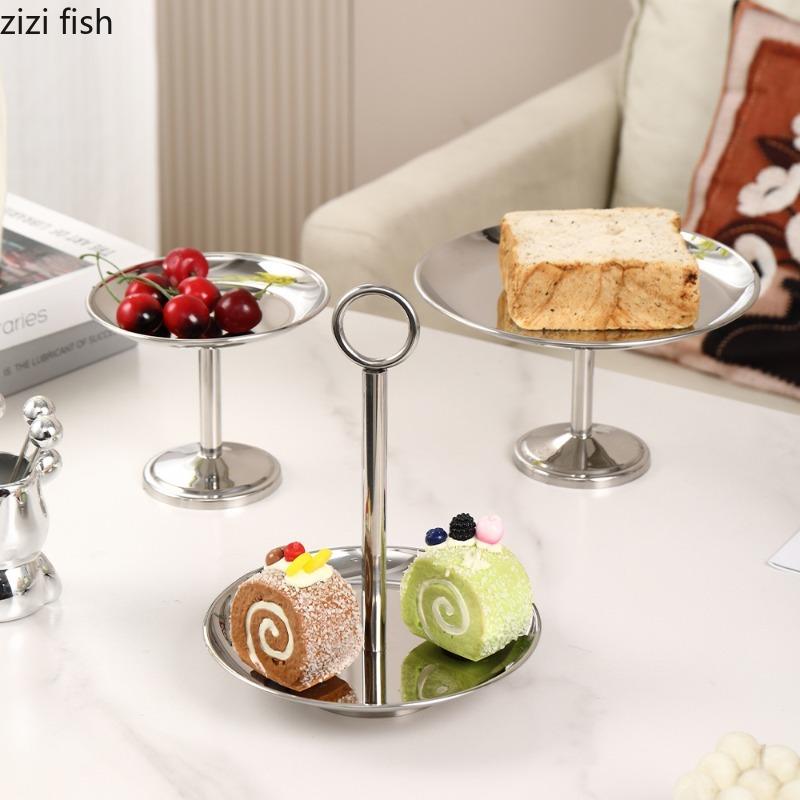 Stainless Steel Cake Rack High Footed Dessert Plate Pudding Cup Ice Cream Bowl Dim Sum Dish Pastry Plate Fruit Plates Snack Bowl