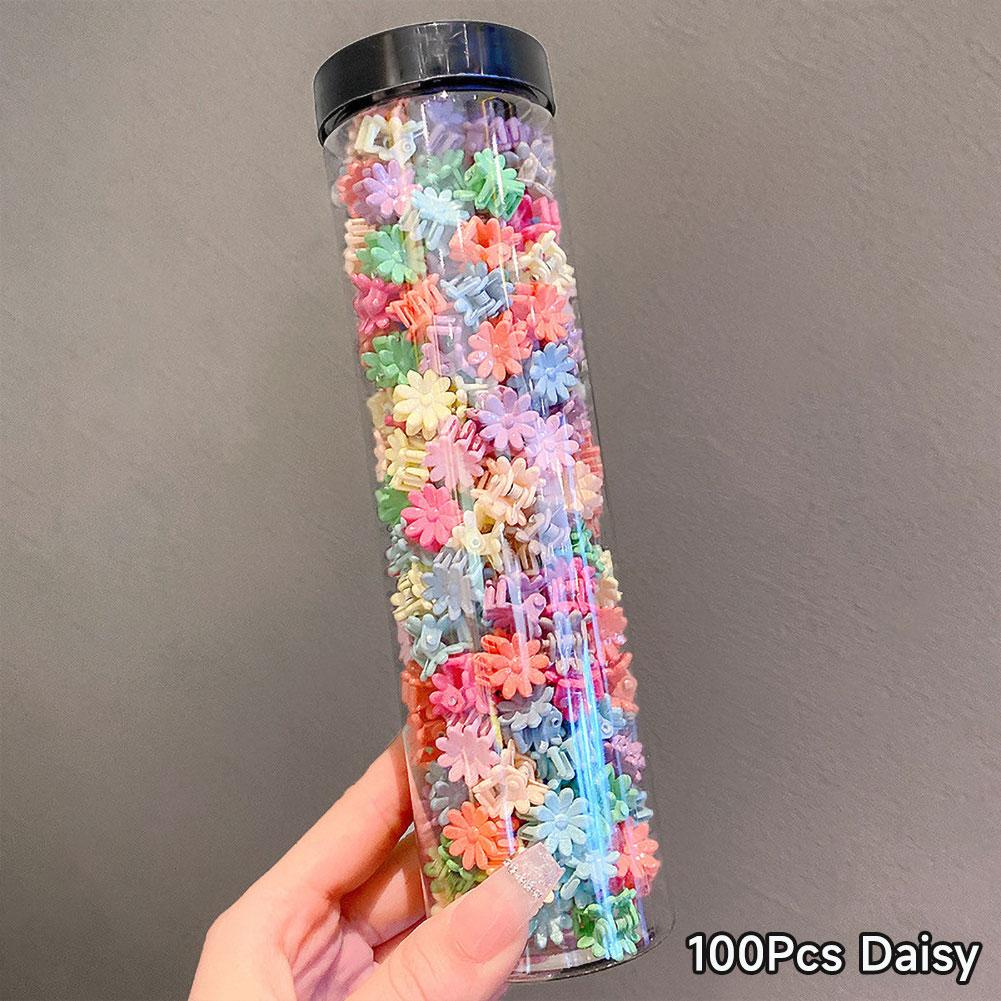 100Pcs/Bottle Cute Cartoon Flower Star Hair Claw Clips For Kids Girls Lovely Hair Accessories Ornaments