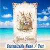 Easter Bunny Theme Beach Towel Personalized Custom Name & Text Soft Quick Dry Beach Towel for Swimming Travel