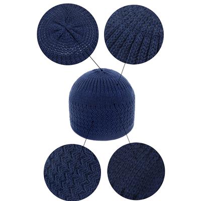 Chapeau de prière musulman tricoté décontracté pour hommes, bonnet chaud d'hiver, casquette islamique pour le Ramadan