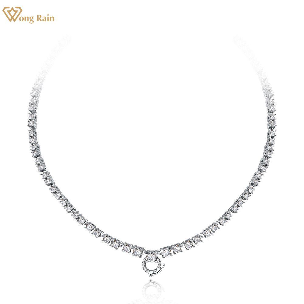 

Wong Rain Роскошное ожерелье из 100% стерлингового серебра 925 пробы AAAAA с цирконами, драгоценный камень, универсальная цепочка, ожерелье, ювелирные изделия, Рождественский подарок белый