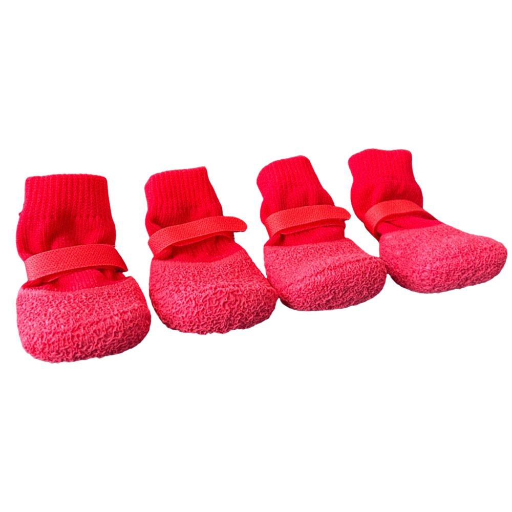 4Pcs/Set Cute Anti-slip Dog Shoes Anti-dirty Waterproof Pet Boots Adjustable Wear Resistant Dog Foot Cover Autumn Winter