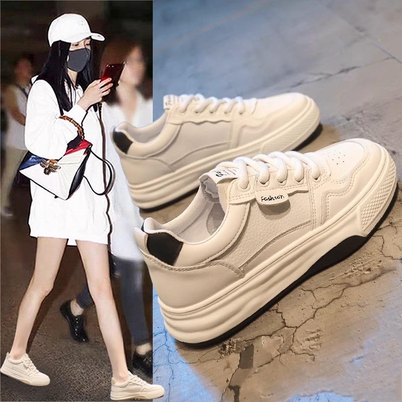 Platform-soled little white shoes women's new autumn lace-up breathable versatile women's shoes student leisure sports board shoes
