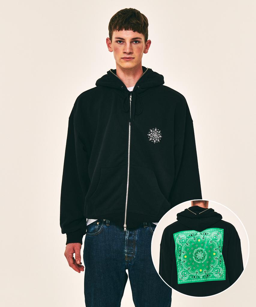 Verse One Paisley Logo Bandana Full Zip Hoodie Black/Green