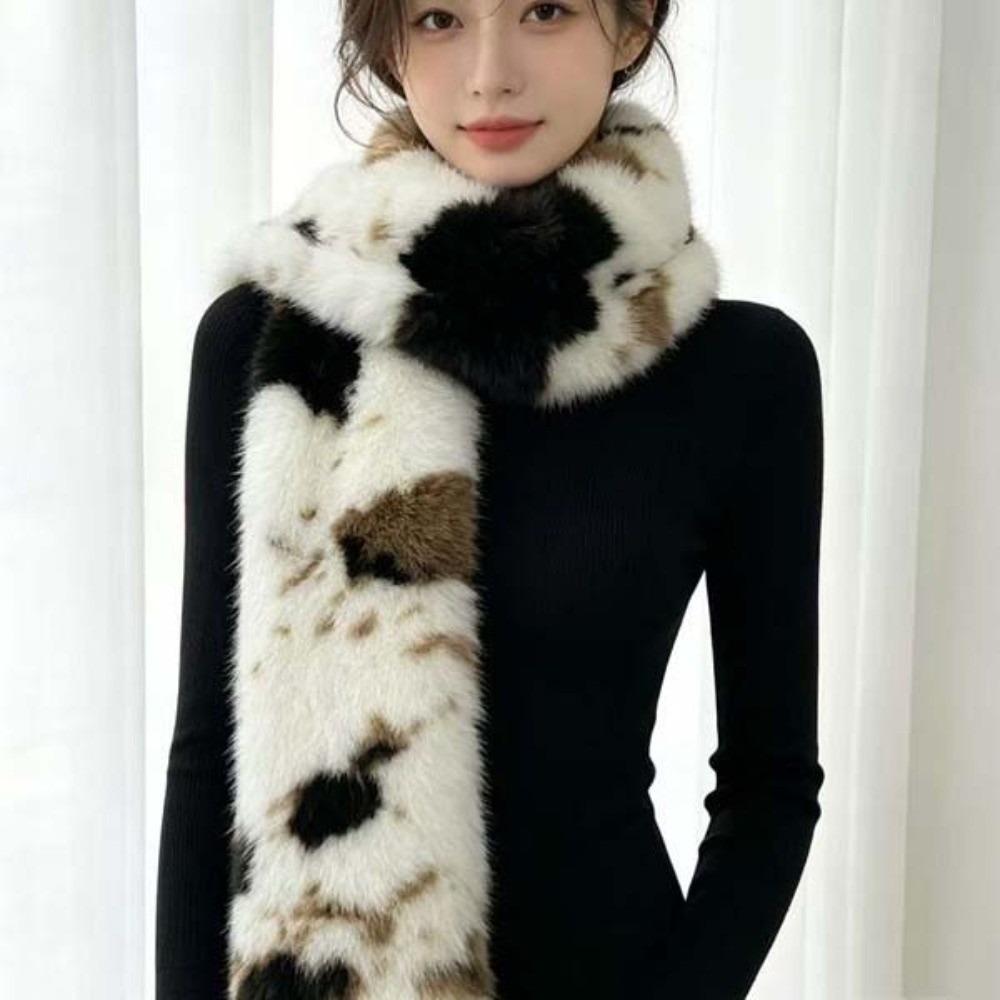 Skin Friendly Thick Warm Neck Warmer Windproof Long Fluffy Muffler Outdoor Skiing