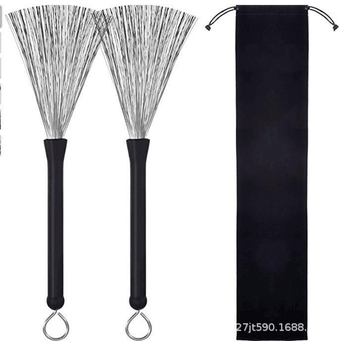

Stainless Steel Wire Jazz Drumsticks Set with Drawstring Plush Bag