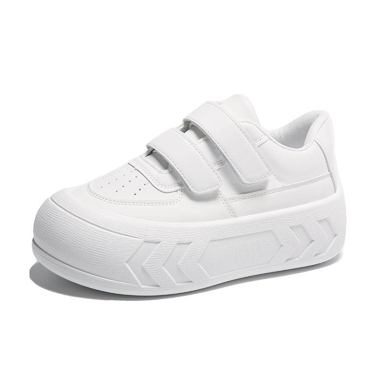 Fashion Black Leather Platform Shoes Thick Sole Massive Chunky Shoes Women Spring 2024 Lady Comfortable Casual Ladies Walking Sneakers
