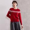 Women's Wool Blend Grid Pattern Knit Sweater