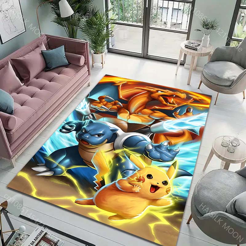 Pocket Monsters Squirtle Print Rug Carpet for Living Room Children Bedroom Mat Sofa Doormat Floor Rug Home Decor Anti Slip Mat