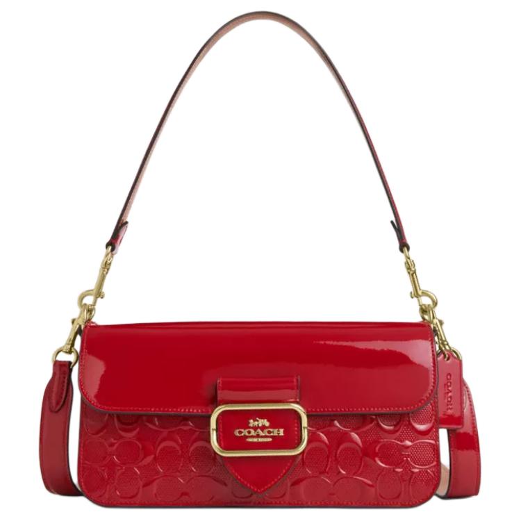 Coach Morgan 27 Logo Buckle Closure Leather Crossbody Shoulder Bag Large Women Bags Red CV399-IMRED