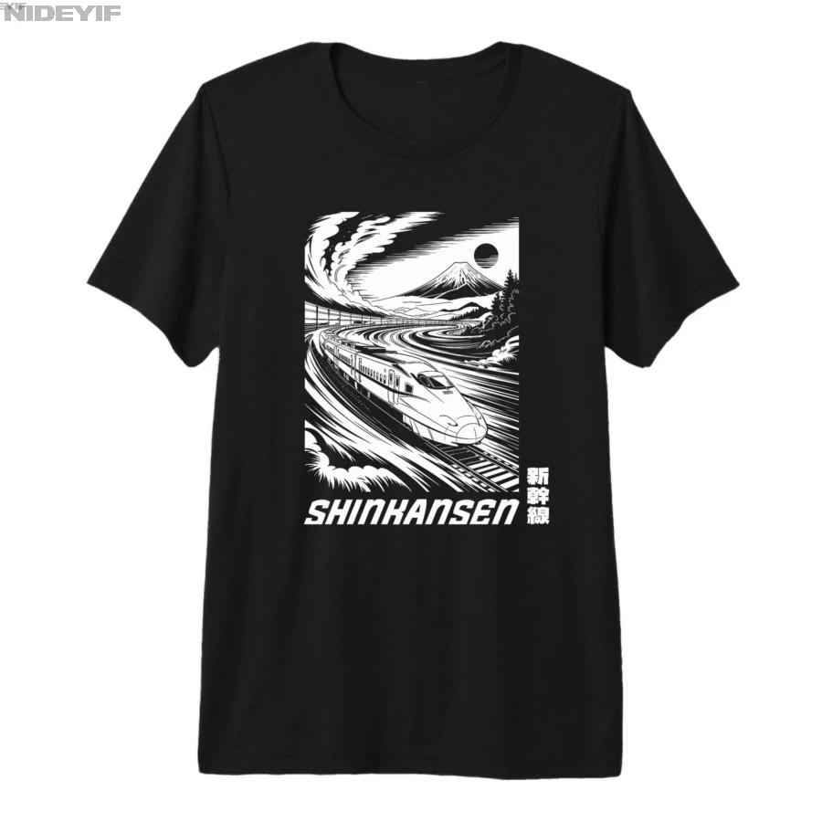 Shinkansen Bullet Train Mt Fuji Japan Travel Souvenir Kanji Tshirt For Men Women 100 Cotton T Shirts Short Sleeve Tops 04103 S