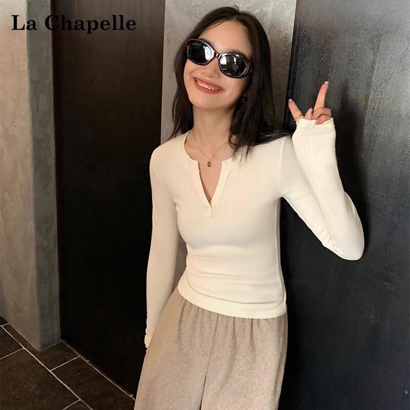 La Chapelle Women's V-Neck Slim Fit Base T-Shirt