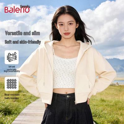 Baleno Women's Short Hooded Zip-Up Sweatshirt Jacket