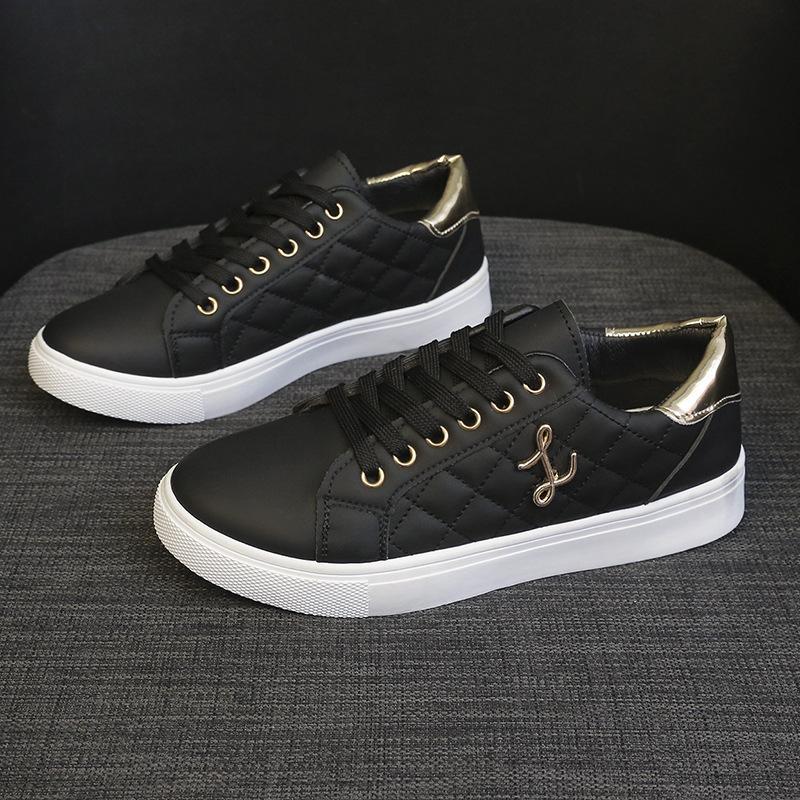 

Маленькие белые туфли женские легкие, простые и модные весенне-осенние низкие кеды на плоской подошве, универсальные женские трендовые спортивные туфли 40 чёрный