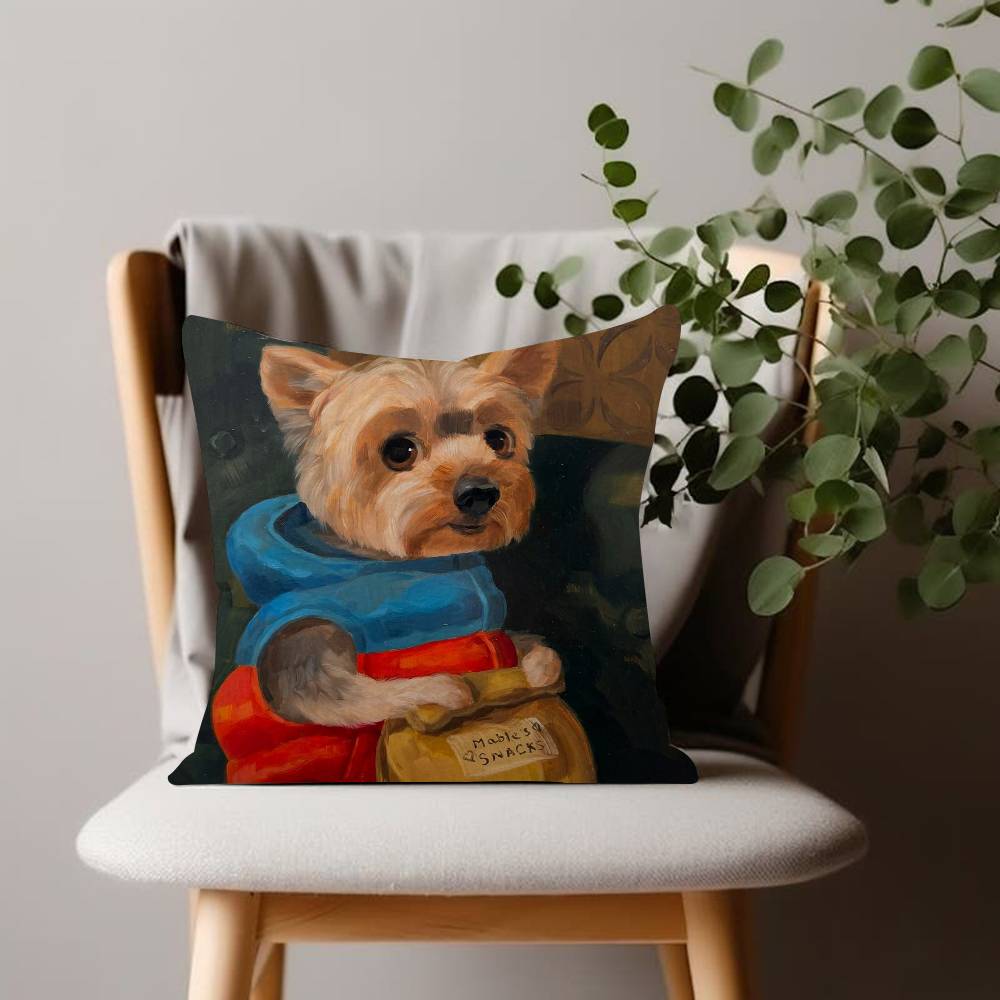 Funny Cute Puppy Eating Pizza Animal Cushion Cover Inches Farmhouse Decor Home Throw Pillow Covers for Couch Decorations