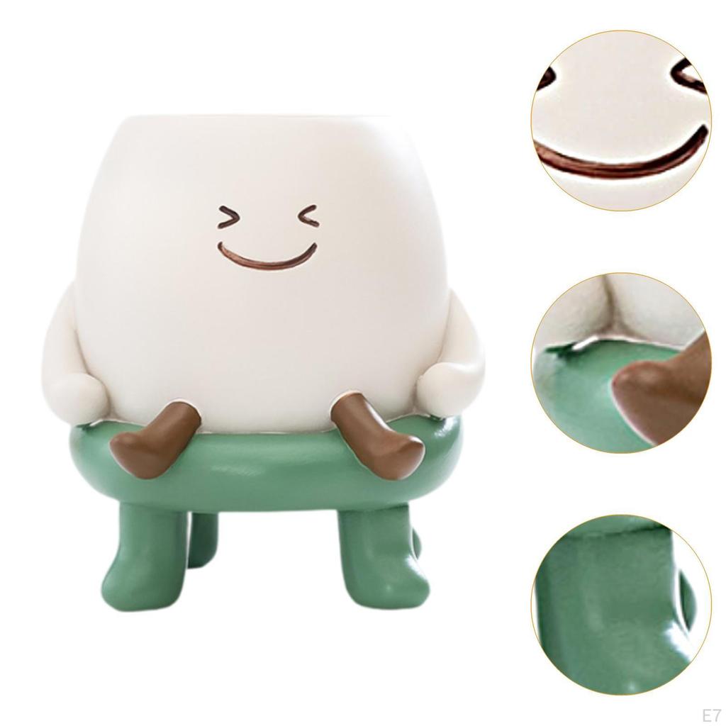 Cartoon Resin Flower Holder Ornament Collectible Pot Decorative Planter for Office Party Entryway