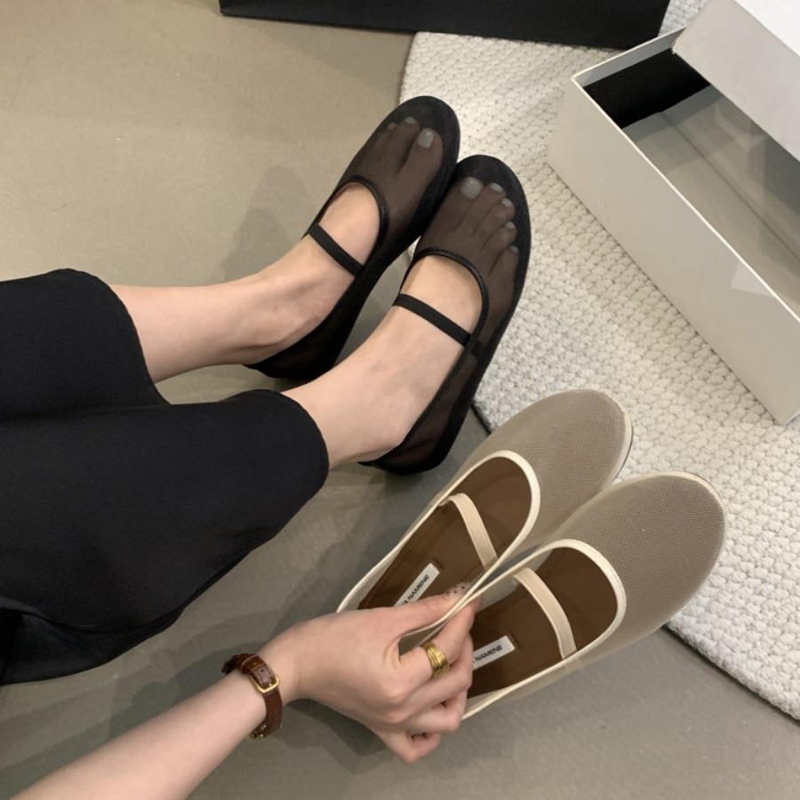 Fashion Designer Autumn Women Mesh Fabric Ballet Flat Shoes Fashion Shallow Elastic Band Ladies Comfort Soft Sole Mary Jane Shoes
