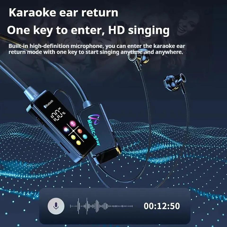 Bluetooth 5.4 Kopfhörer mit HD-Bildschirm Drahtlose Headsets Nackenband HiFi Stereo-Kopfhörer Geräuschreduzierung Ohrhörer für Live