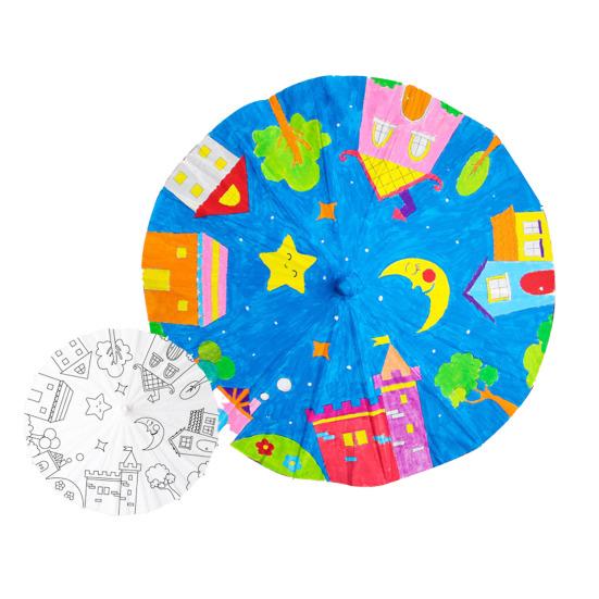 40/60CM DIY Hand-Painting Paper Umbrella Chinese Style Decorative White Oil-paper Umbrella with Wooden Handle Kids Coloring Oriental Umbrella Crafts