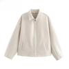 Wool Blended Jacket for Women Fashion Autumn Winter New Long Sleeved Lapel Zip Pocket Warm Woolen Jackets Short Coats