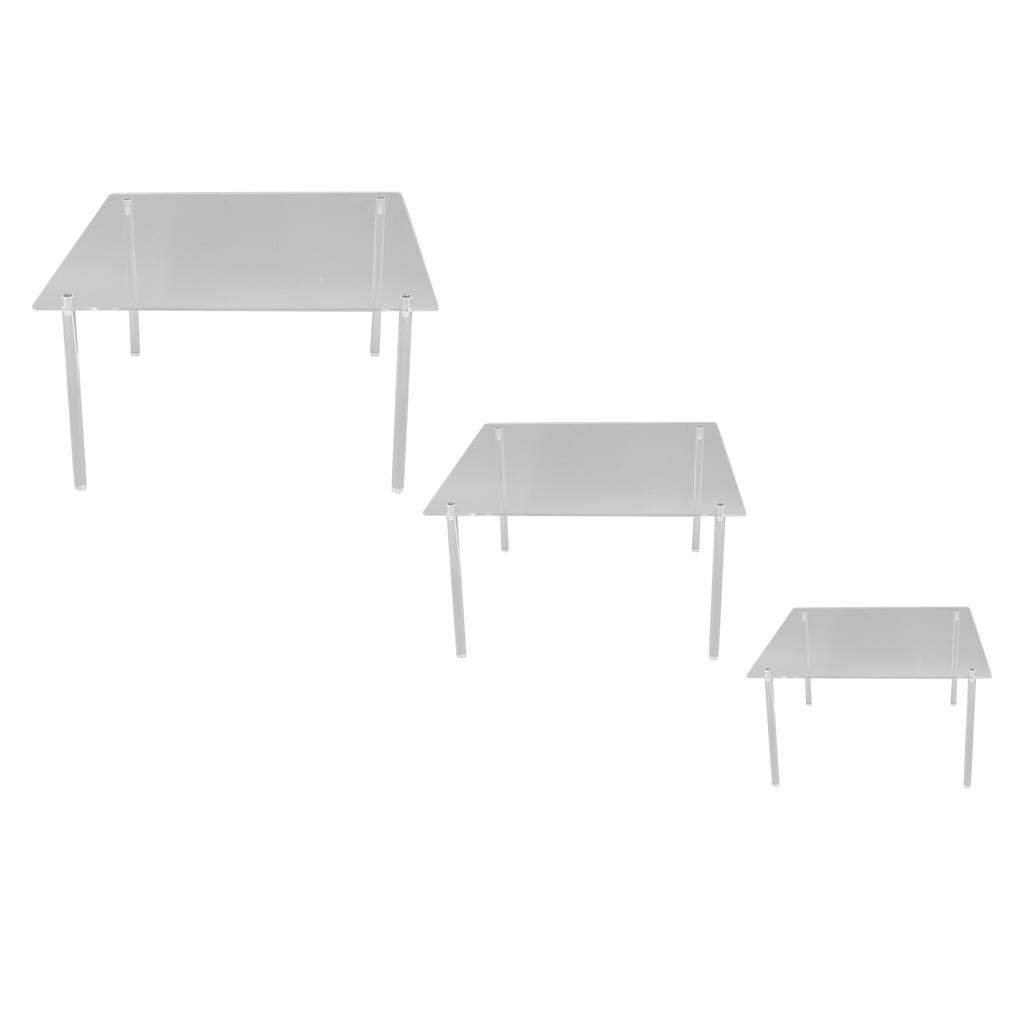 3 Set Square Clear Acrylic Cake Stand Acrylic Cupcake Stand for Cake Pizza Dessert Christmas