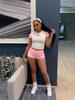 European-American Street Style Color Block Raglan T-shirt & High Waist Shorts Set - 2026 Hot Girl Casual Wear