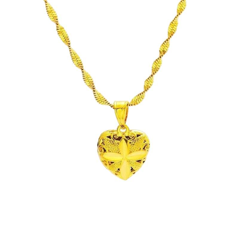 Vietnam Sand Gold Four-Leaf Clover Heart Pendant - Luxury Fashion Jewelry