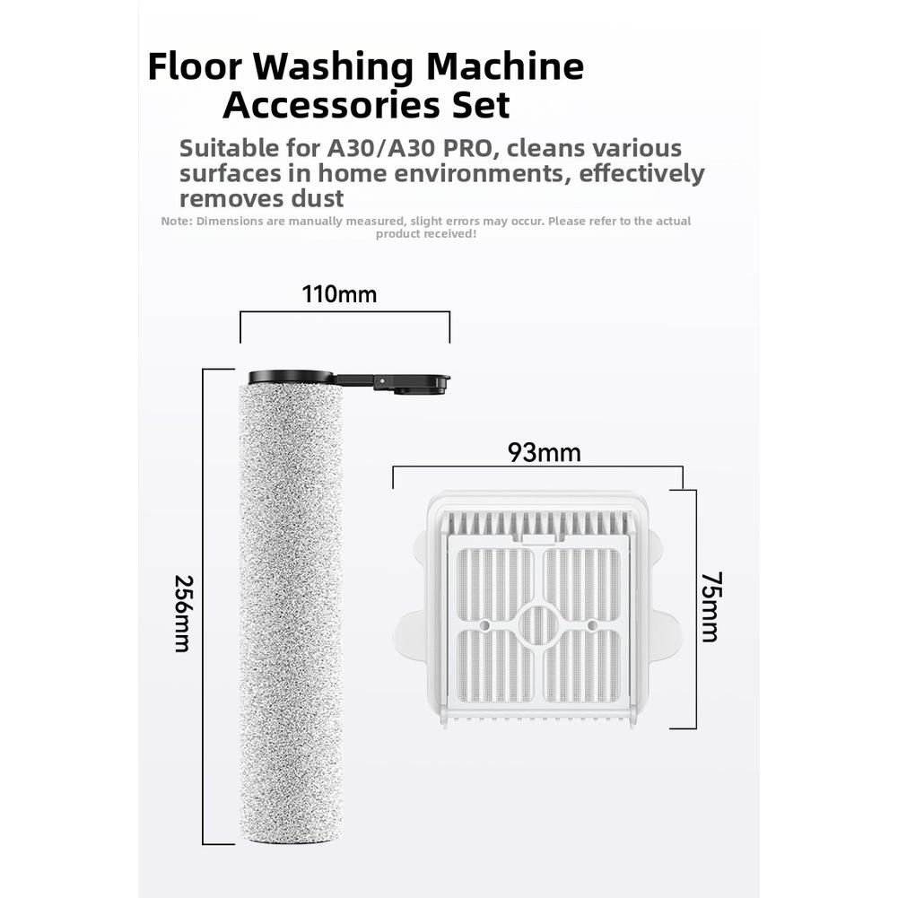 Replacement HEPA Filter and Roller Brush Kit for Roborock A30 A30PRO Suitable for Stone Tuojie Pro Mist Aura Models