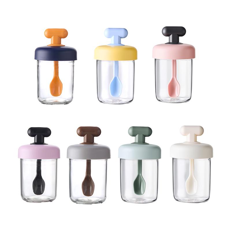 High Value Transparent Glass Oat Cup With Lid And Spoon Good Sealing With Scale Multicolor Optional Breakfast Cup