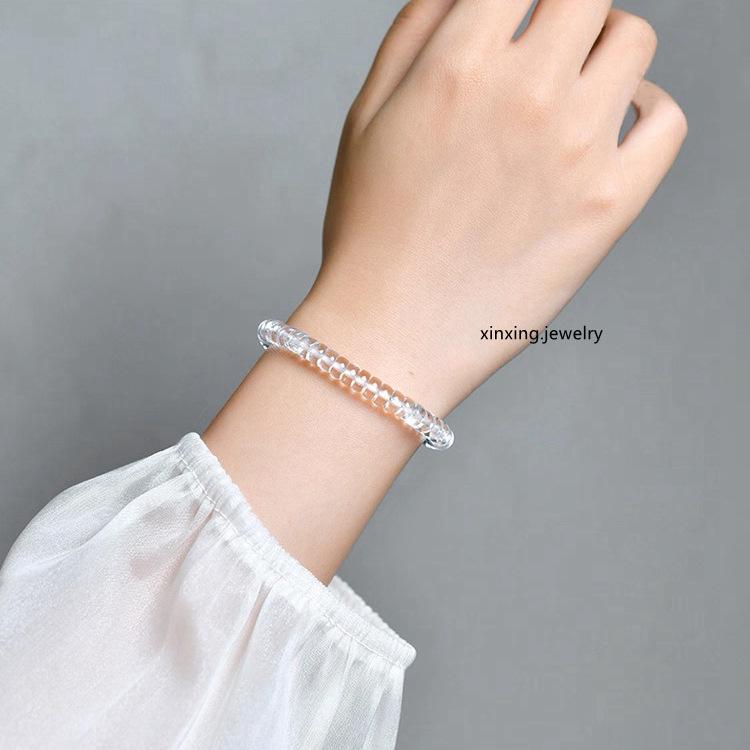 Minimalist White Crystal Women's Bracelet with Straight Cut Barrel Beads