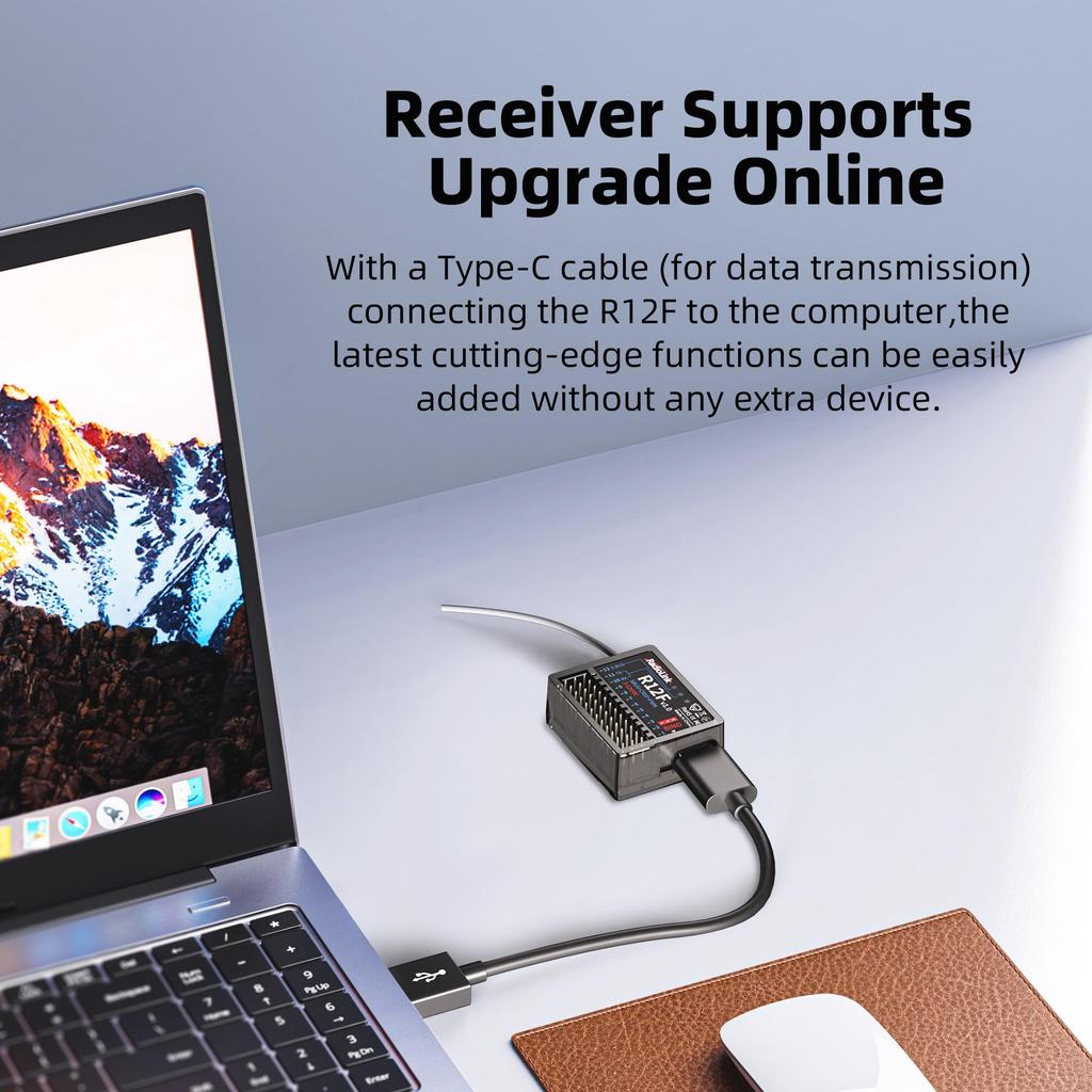 12-канальний приймач Radiolink R12F з дальністю керування 4 км та телеметрією напруги для дронів, літаків, реактивних літаків та автомобілів, сумісний з Radiolink