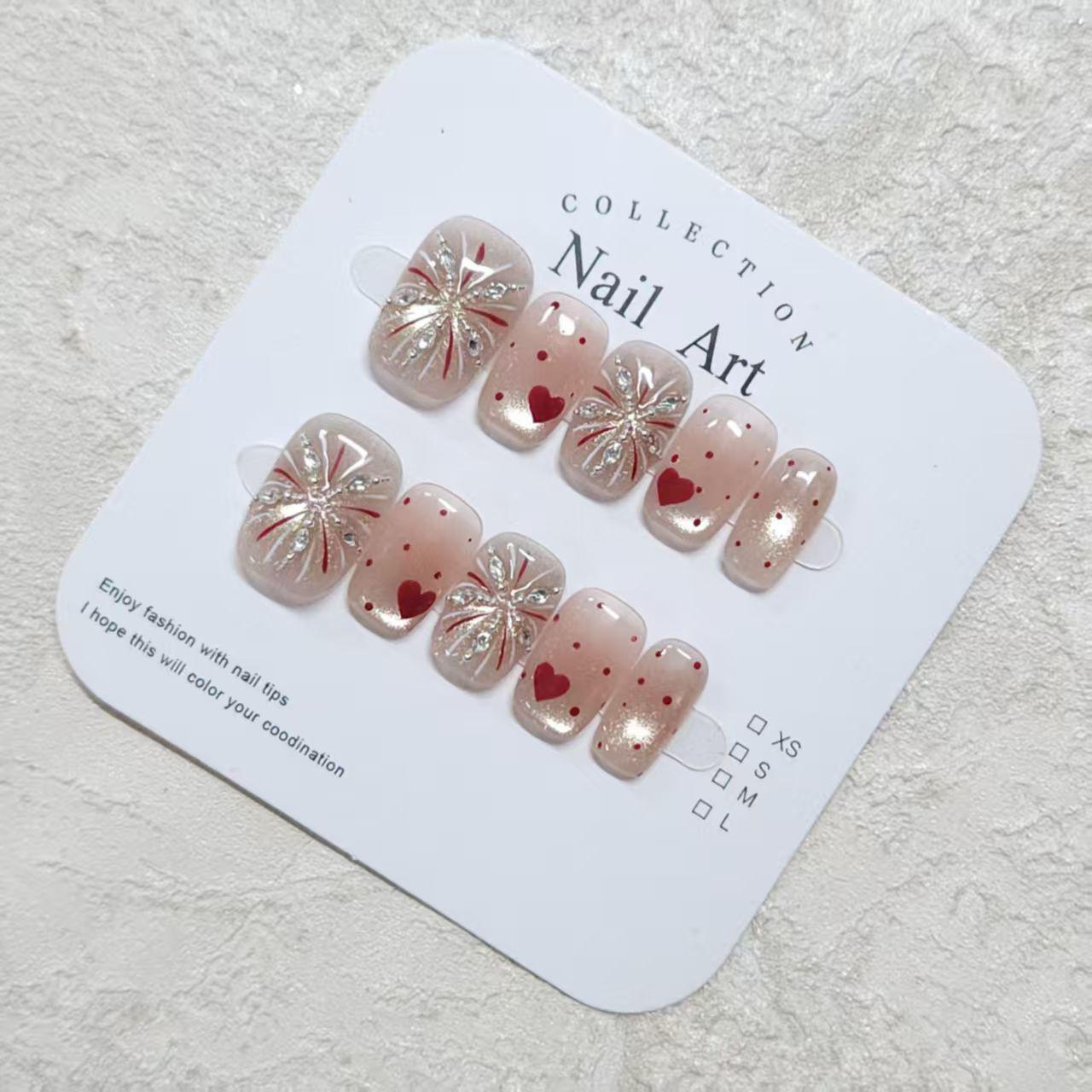 Gold Autumn Winter French Cat Eye Nail Art Stickers: Heartbeat Bloom Collection Extra Small