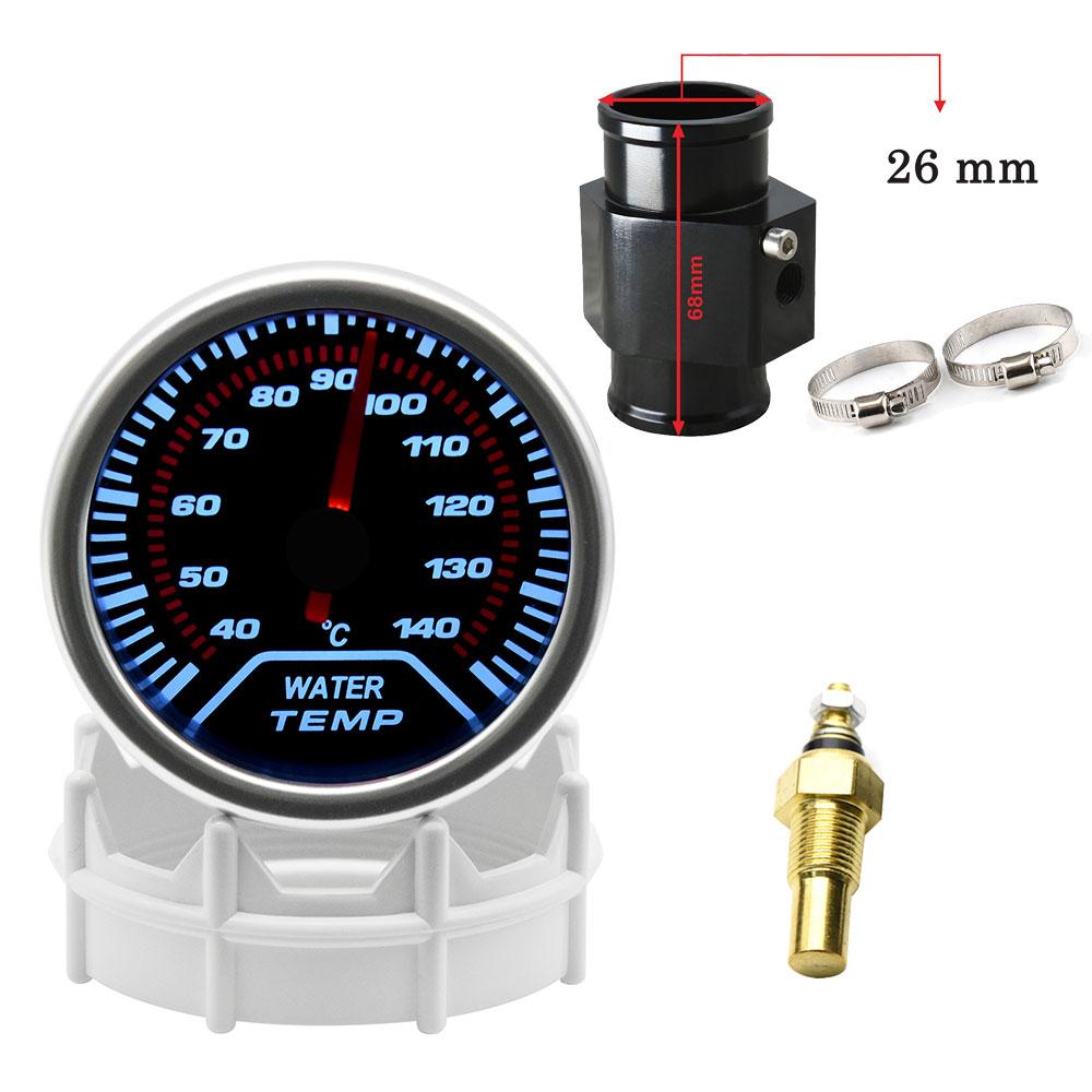 2" 52mm Universal Water Temp Gauge With Temperature sensor 40-140Celsius Car Temperature Meter Water Temp Joint Pipe Adapter 12V