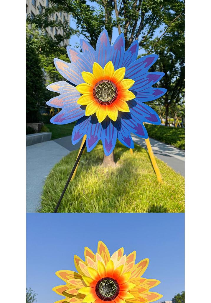 Children's Double-Layer Rotating Sunflower Pinwheel Outdoor Decoration
