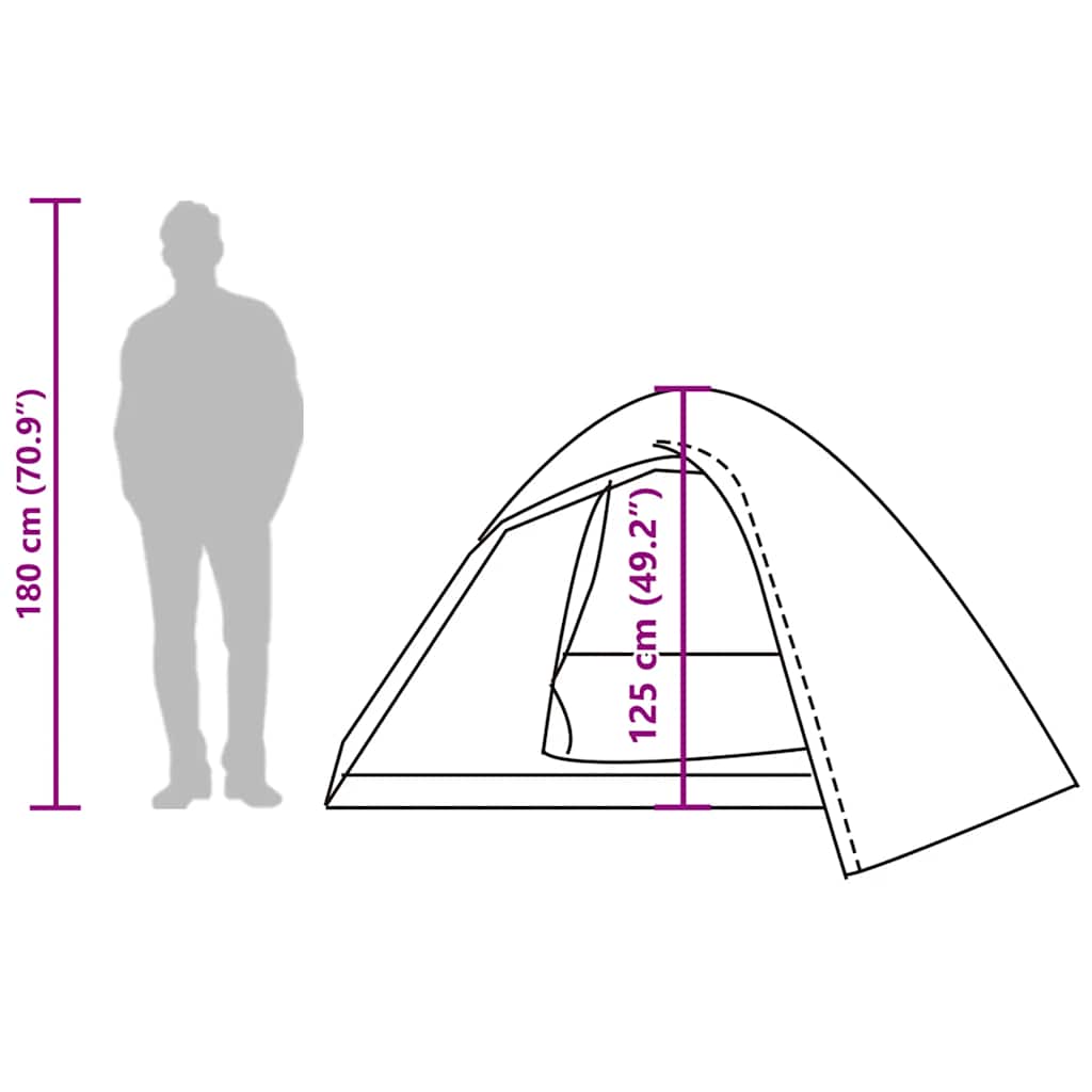 Dome Camping Tent for 3 Persons Brown Waterproof