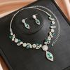 3-teiliges Damenmode Blatt Wassertropfen Halskette Ohrringe Zirkon Set Geeignet für Hochzeit, Party, Festival Geschenke