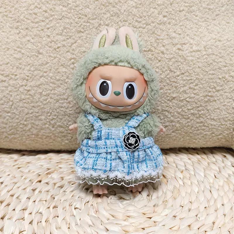 For 17cm Mini Doll Labubu Luxury Clothing Set Bow Headband Dress Outfit 3.0 Labubu Doll Sitting Party Decorations Accessories