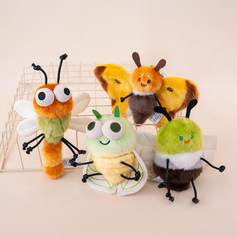 Creative Insect Doll Plush Toys Cute Funny Moth, mosquito, cicada, dragonfly, pink butterfly Pendant for Home Decoration Gift