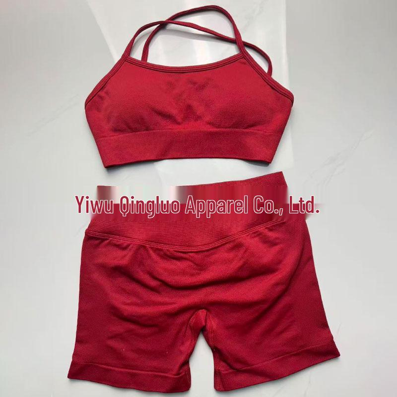 

Dfyne Seamless Criss-Cross Nylon Sports Bra & Yoga Shorts Set Small