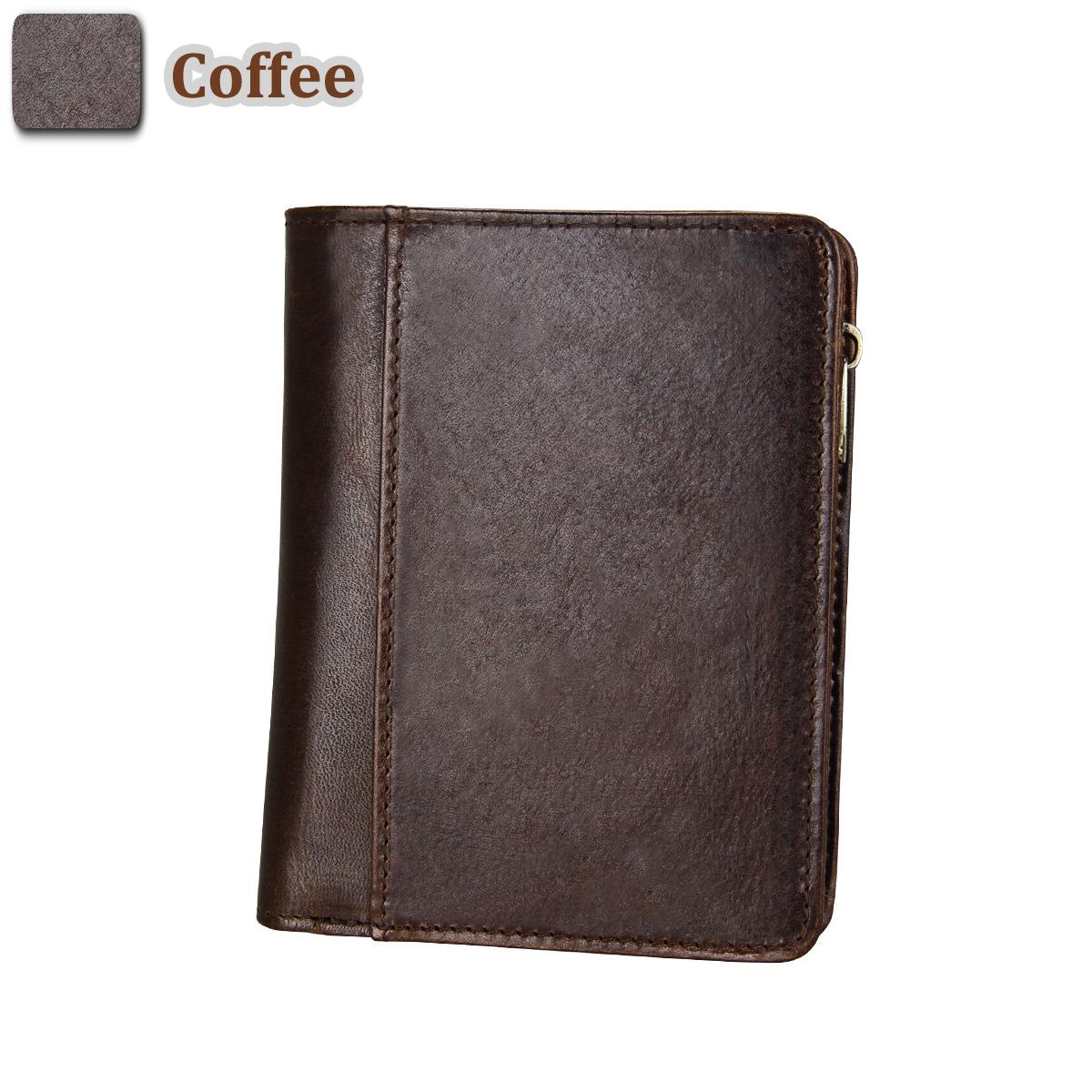 

Мужской кошелек из натуральной кожи из воловьей кожи, карман для монет и держатель для карт, тонкие кошельки для мужчин, сумка для денег в стиле ретро для отдыха кофейный