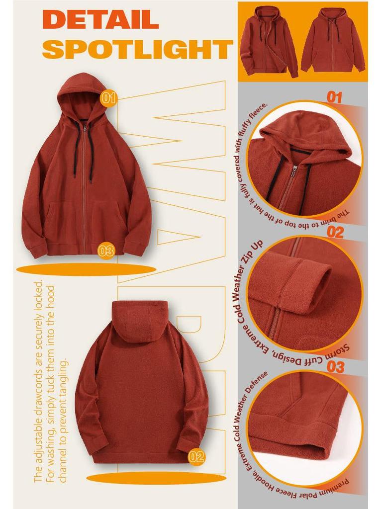 Men's Plus Size Fleece Hooded Zipper Sweatshirt with Velvet Lining