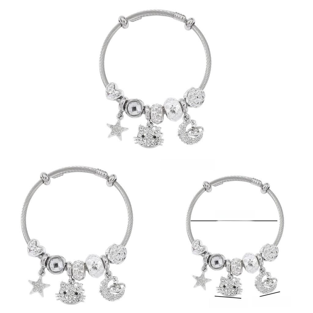 Gioiello per Mano Hello Kitty con Ciondolo Micropavé per Regalo e Souvenir di Viaggio