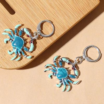 Jewelry Crab Shape Drop Earrings Zinc Zinc Alloy Gradient Crab Ear Buckle  Hawaiian Summer Beach
