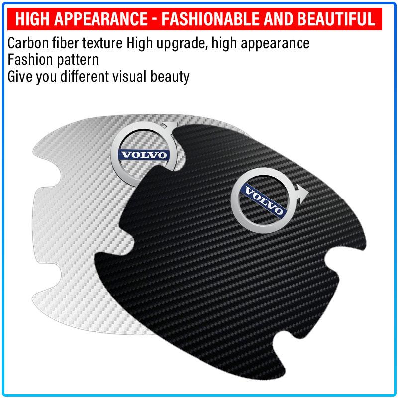 4Pc/Set Car Door Handle Sticker Carbon Fiber Scratches Resistant For Volvo 240 C70 S40 S50 S60 S70 S80 S90 V40 V50 V60 V90 XC40 XC60 XC90 Vnl Truck