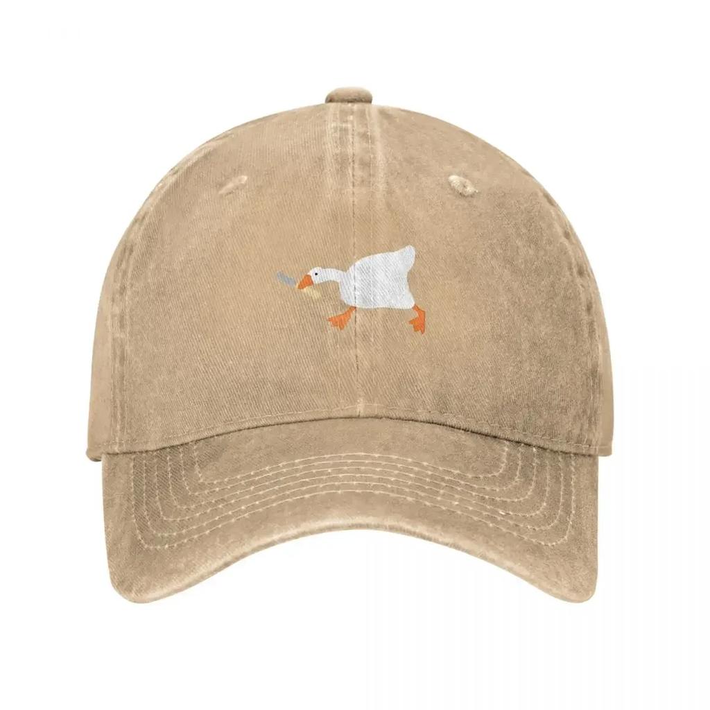 Biting Knife White Goose Inhale Duck Baseball Caps Unisex Style Distressed Washed Snapback Hat Outdoor  Caps Hat