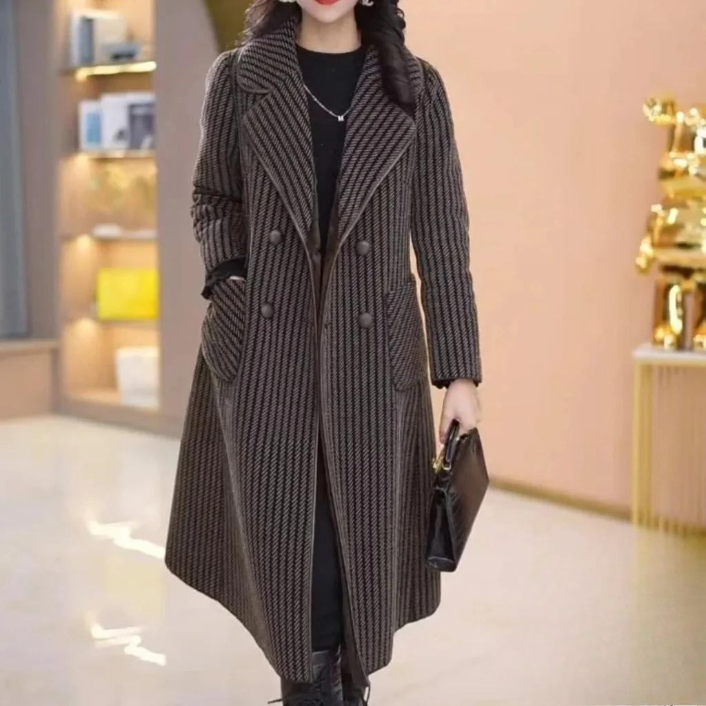 Two Sides Wear Mom's Snow Fleece Woolen Coat Autumn Winter New Warm Velvet Long Thicken Windbreaker Women Wool Jacket Overcoat