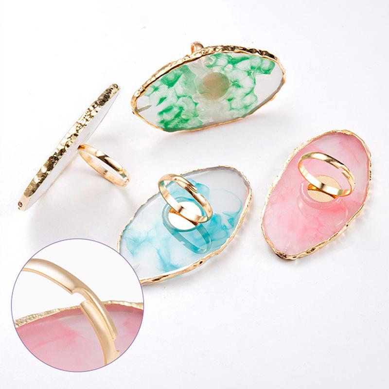 1Pc Resin Stone Nail Polish Palette Finger Ring Plate Nail Art Painting Diy Art