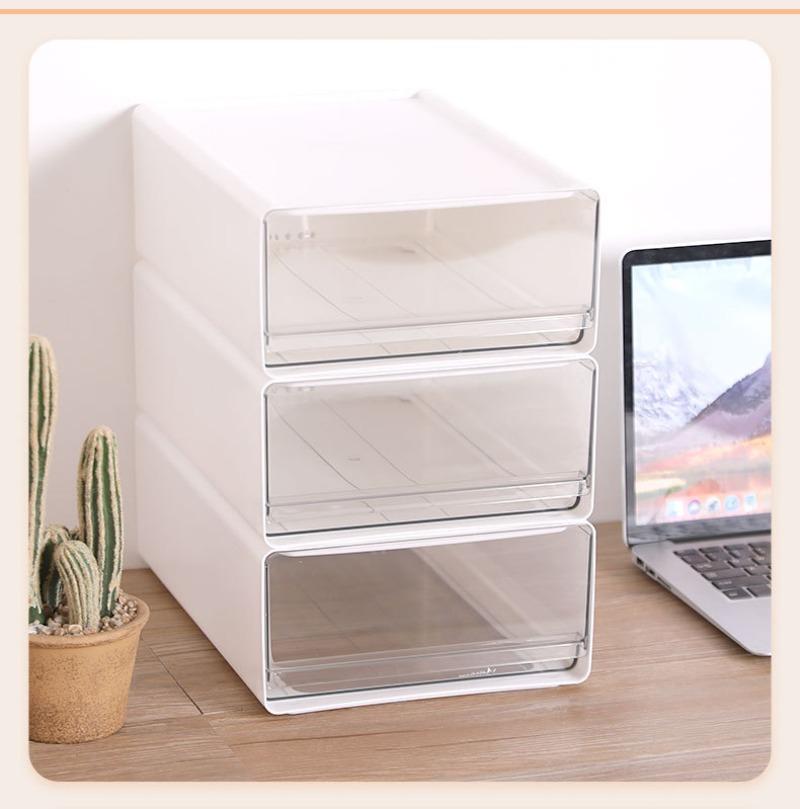 Desktop Transparent Storage Box Drawer-type Office File Storage Box Bedroom Study Superimposed Combination Storage Cabinet